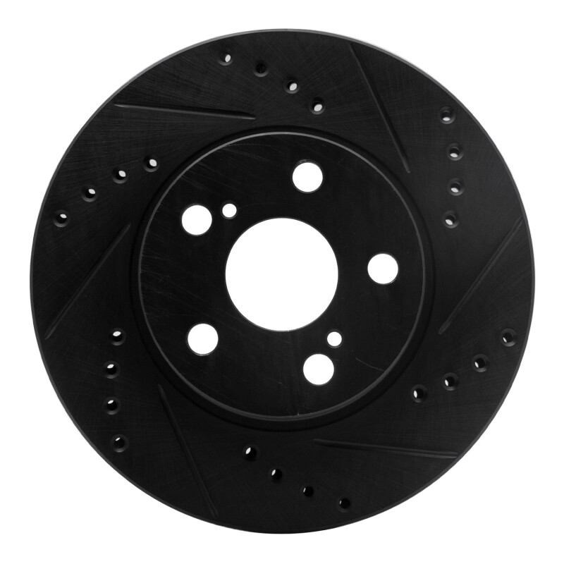 Toyota Prius Brake Rotor (1) - Front Right - R1 Concepts - Drilled & Slotted - Black - `04-`09